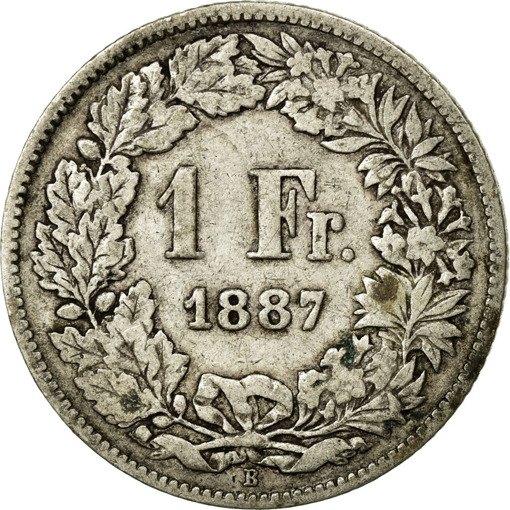 Coin, Switzerland, Franc, 1887, Bern, VF(20-25), Silver, KM:24