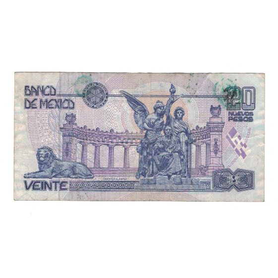 Banknote, Mexico, 20 Nuevos Pesos, 1992, 1992-12-10, KM:100, VF(30-35)