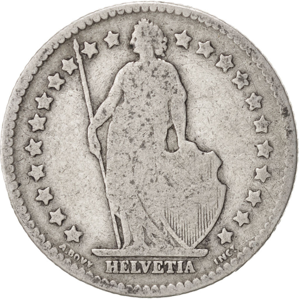 SWITZERLAND, Franc, 1894, Bern, KM #24, VF(20-25), Silver, 23.2, 4.82