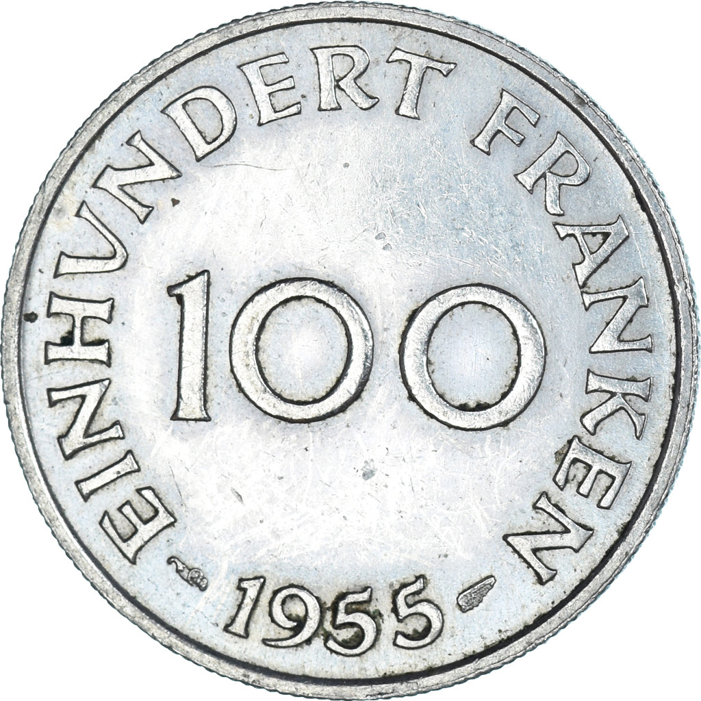 Moneta, SAARLAND, 100 Franken, 1955