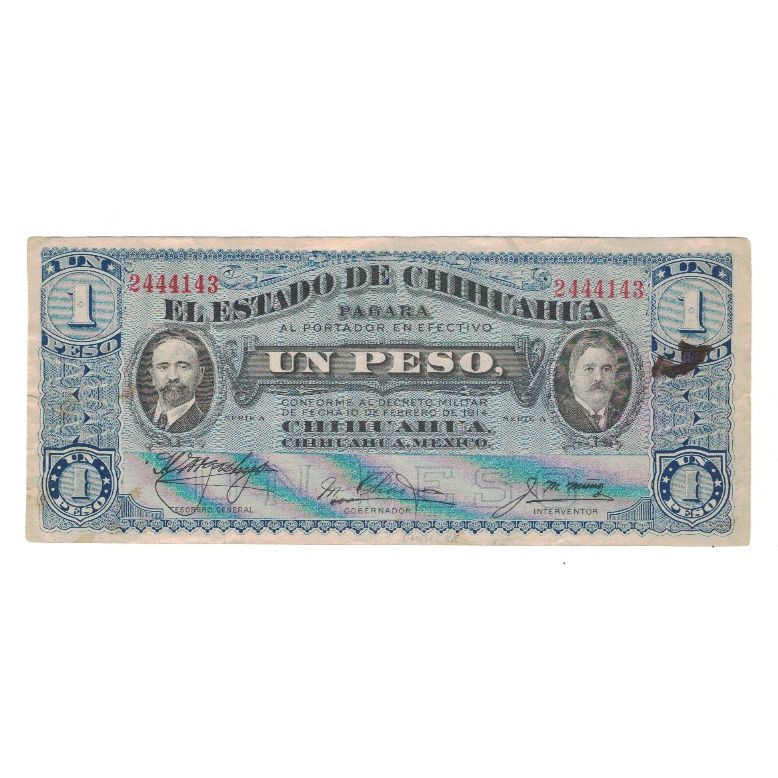 Banknote, Mexico - Revolutionary, 1 Peso, 1914, 1914-02-10, KM:S530b, VF(30-35)