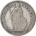 SWITZERLAND, Franc, 1877, Bern, KM #24, F(12-15), Silver, 23.2, 4.66