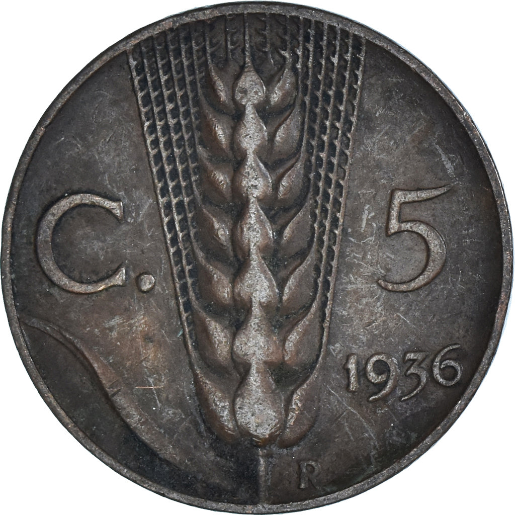 Moeda, Itália, 5 Centesimi, 1936