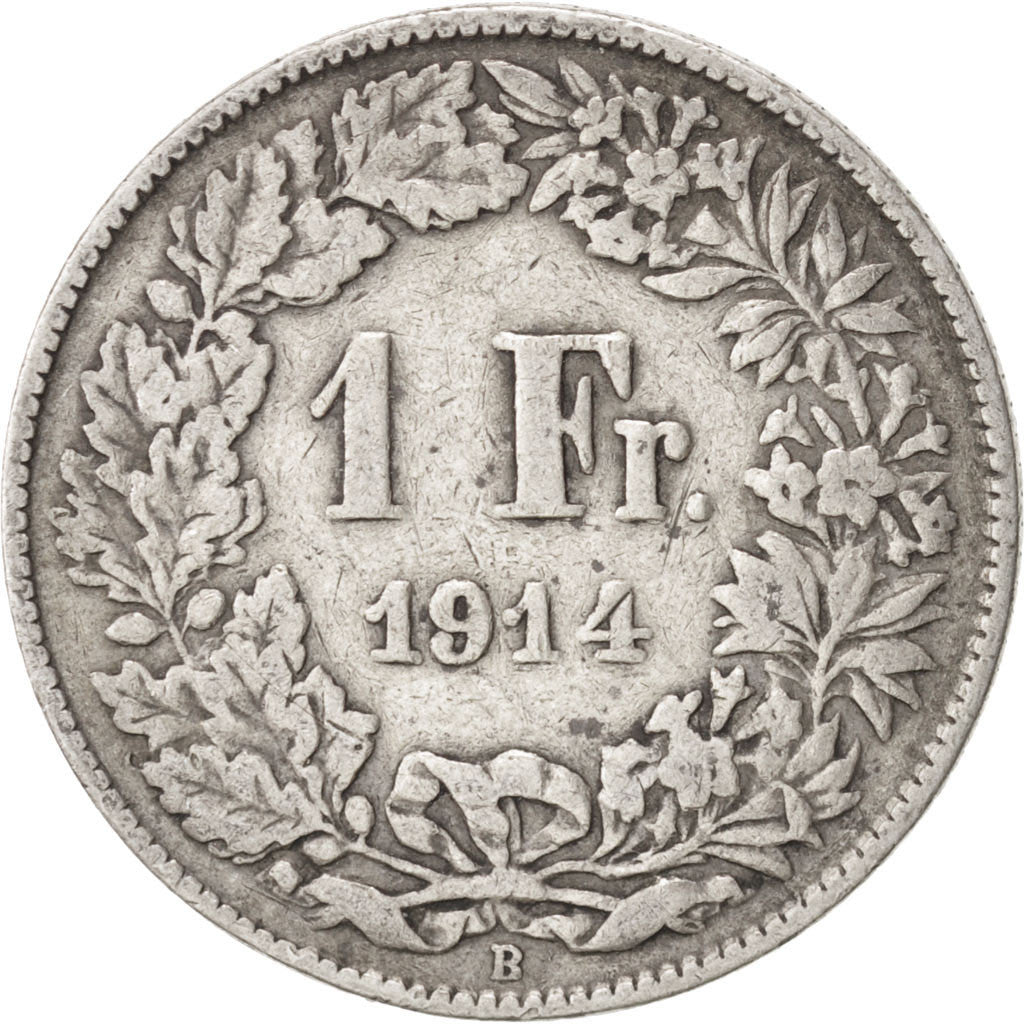 SWITZERLAND, Franc, 1914, Bern, KM #24, VF(30-35), Silver, 23.2, 4.89