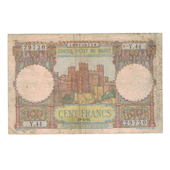 Banknote, Morocco, 100 Francs, 1951, 1951-04-19, KM:45, VF(20-25)