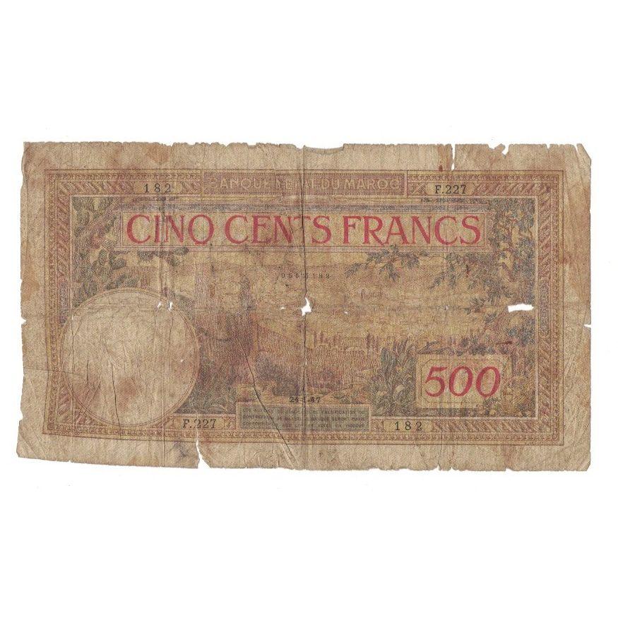 Banknote, Morocco, 500 Francs, 1947, 1947-01-24, KM:15b, VG(8-10)