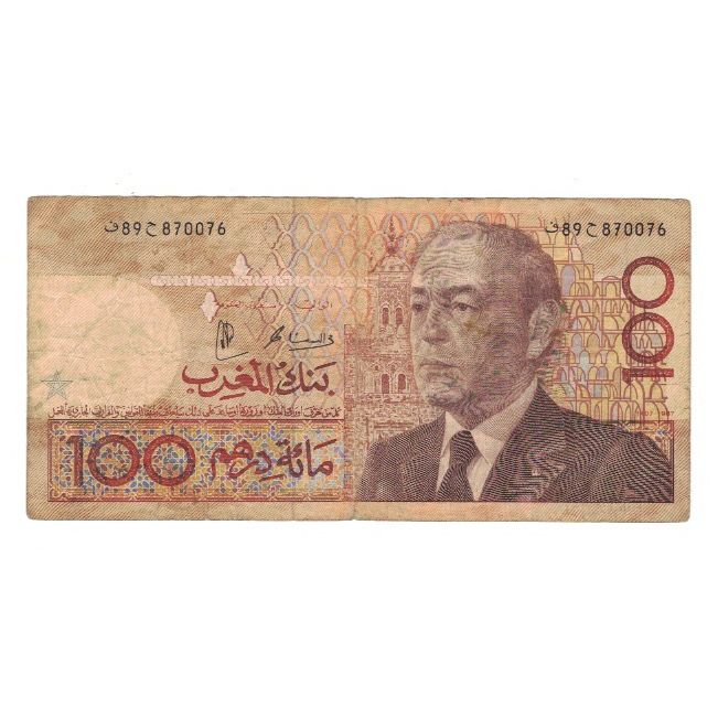 Banconote, Marocco, 100 Dirhams, 1987/AH1407, KM:65a, MB