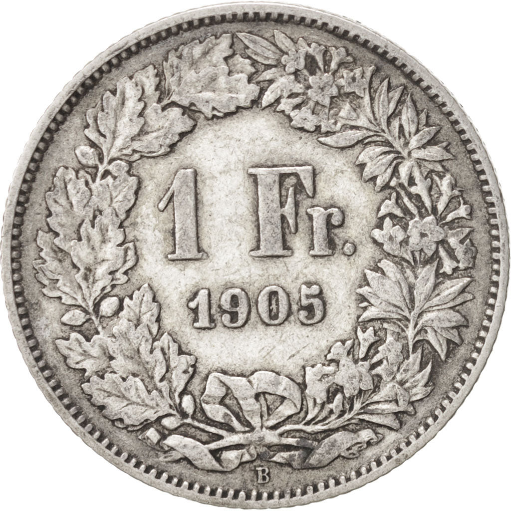 SWITZERLAND, Franc, 1905, Bern, KM #24, EF(40-45), Silver, 23.2, 4.93