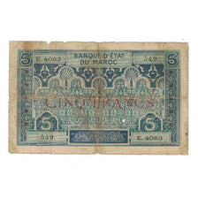 Banknote, Morocco, 5 Francs, 1924, KM:9, VG(8-10)