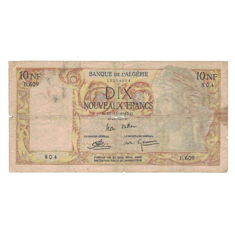 Billet, Algérie, 10 Nouveaux Francs, 1960, 1960-11-25, KM:119a, TB