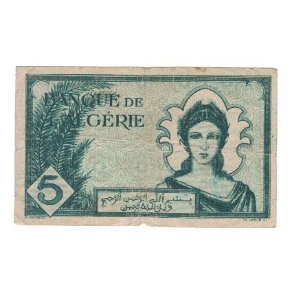 Banknote, Algeria, 5 Francs, 1942, 1942-11-16, KM:91, VF(30-35)