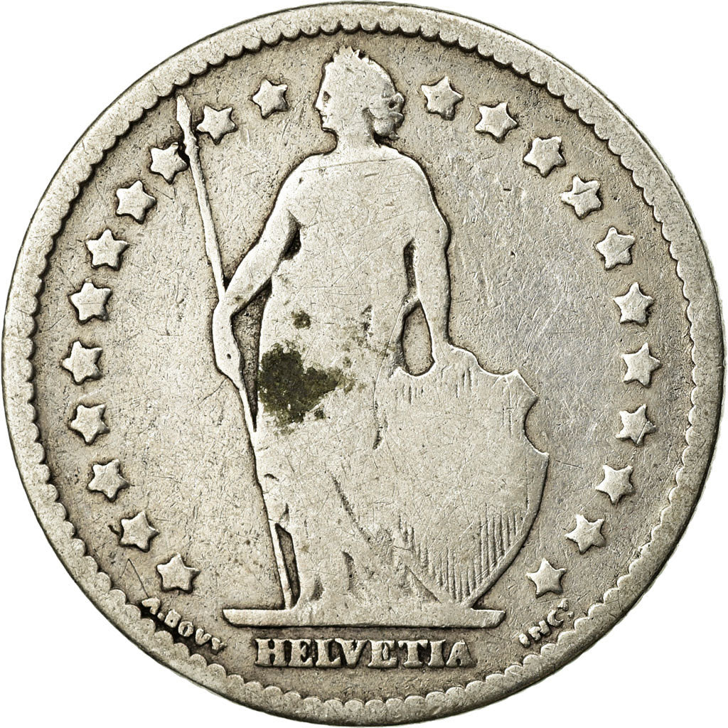 Coin, Switzerland, Franc, 1876, Bern, VG(8-10), Silver, KM:24