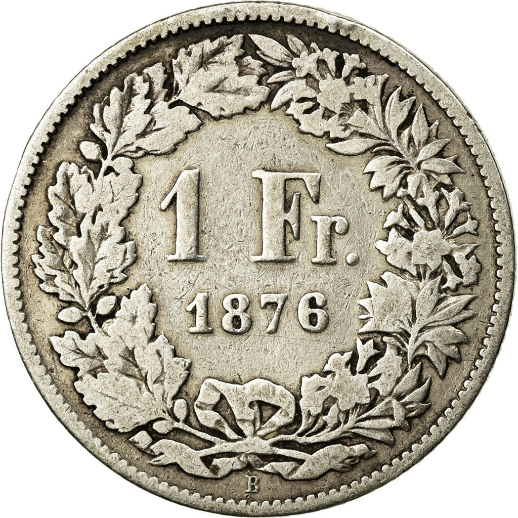Coin, Switzerland, Franc, 1876, Bern, VG(8-10), Silver, KM:24