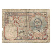 Banknote, Algeria, 5 Francs, 1929, 1929-1-14, KM:77a, VG(8-10)