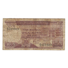 Nota, Maurícia, 5 Rupees, Undated (1985), KM:34, VG(8-10)