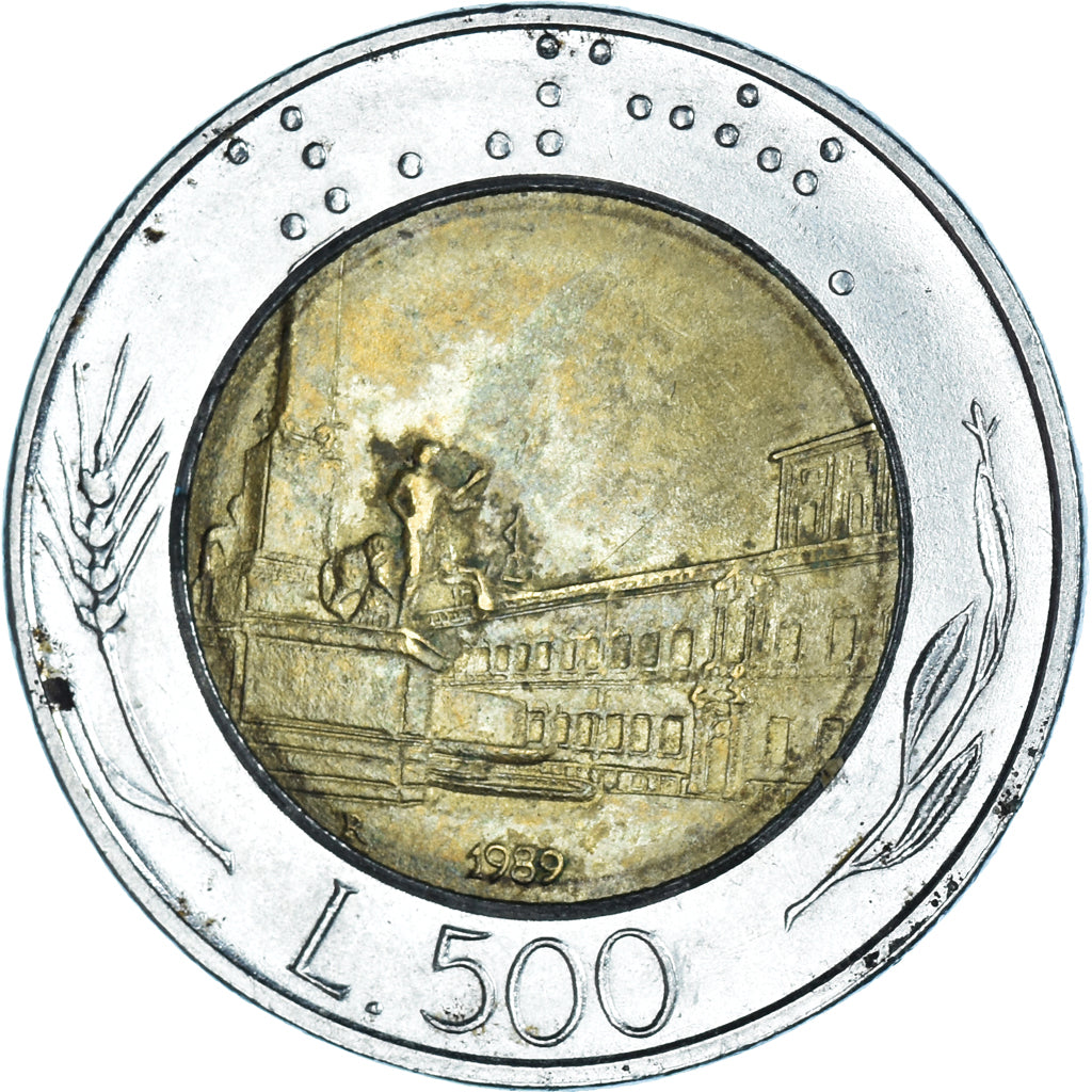 Coin, Italy, 500 Lire, 1989, EF(40-45), Bi-Metallic