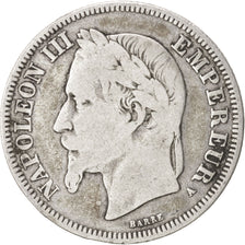 FRANCE, Napoléon III, 2 Francs, 1866, Paris, KM #807.1, VF(20-25), Silver, G...