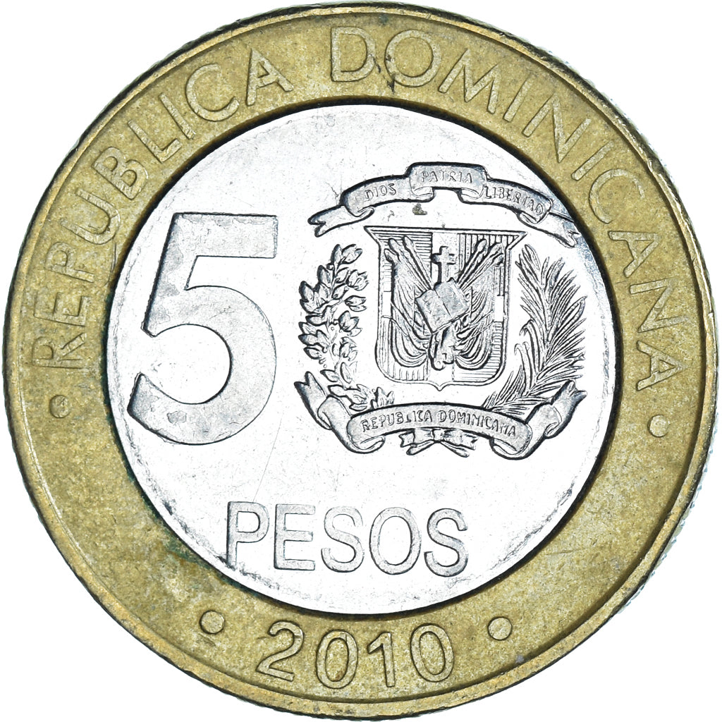Moeda, República Dominicana, 5 Pesos, 2010