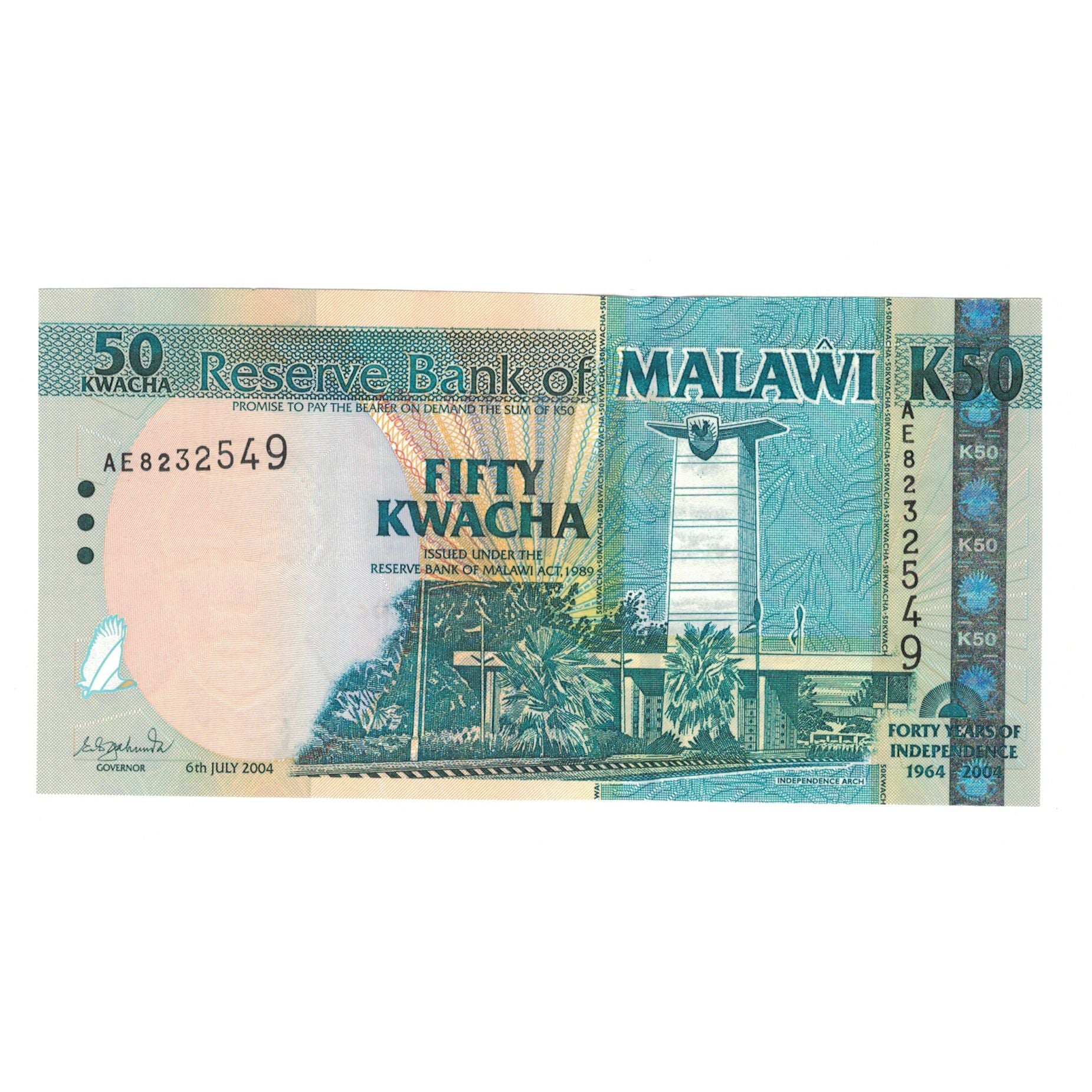Banknote, Malawi, 50 Kwacha, 2004, 2004-07-06, KM:49, UNC(63)