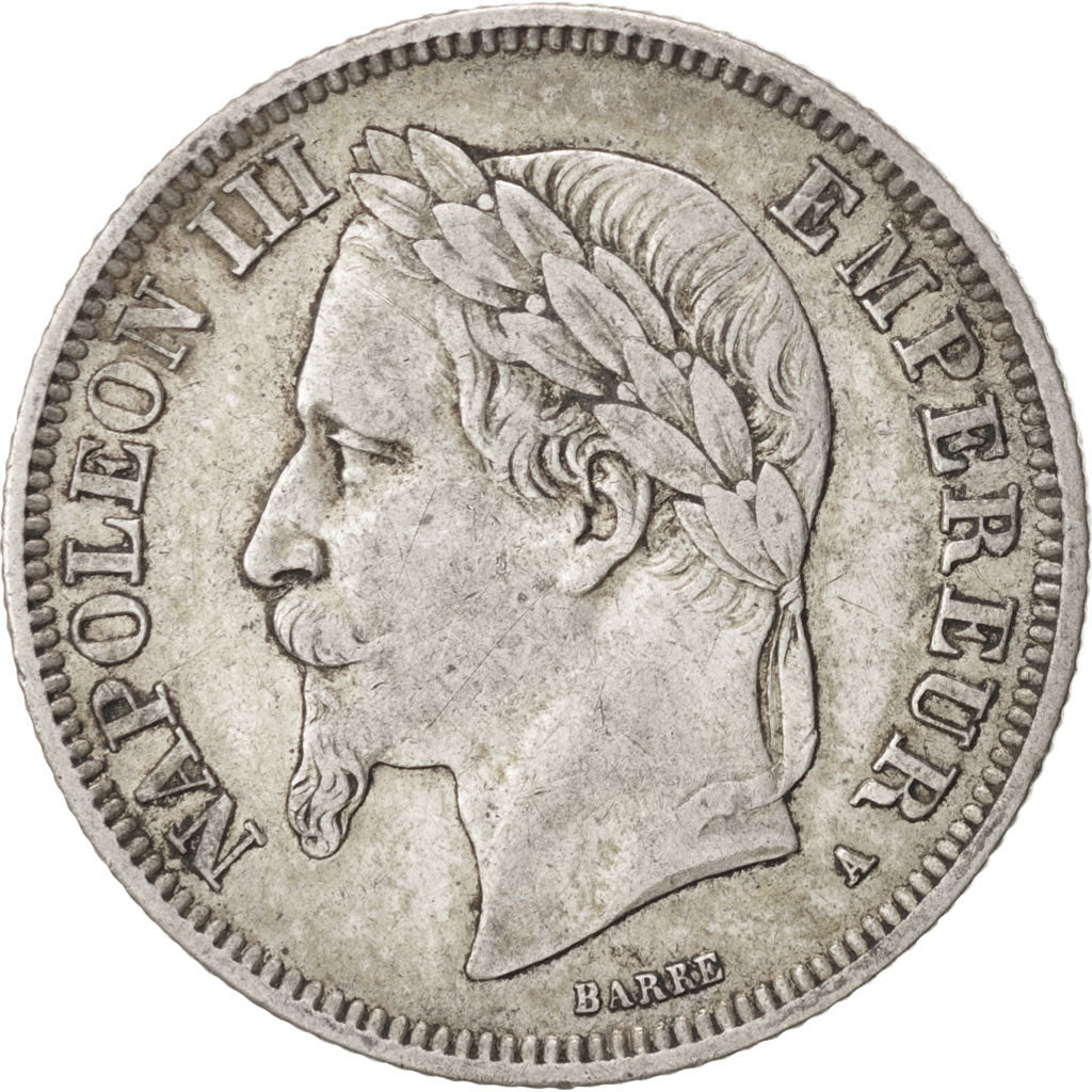 FRANCE, Napoléon III, 2 Francs, 1868, Paris, KM #807.1, EF(40-45), Silver, G...