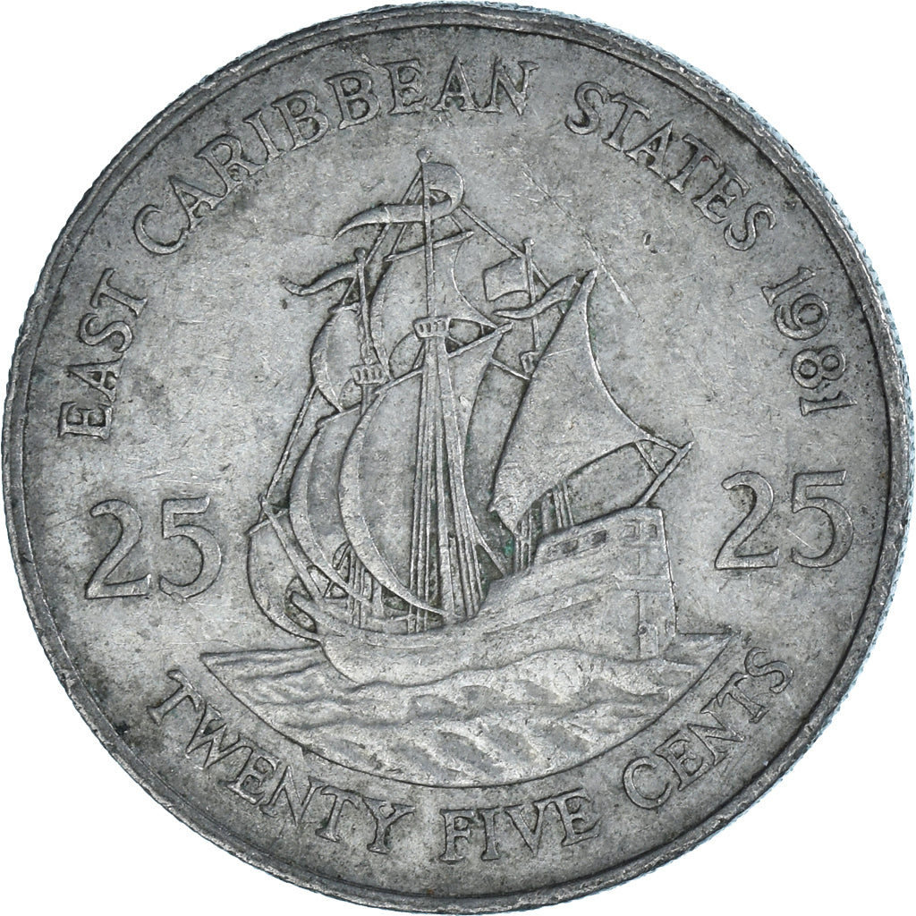 Monnaie, Etats des caraibes orientales, 25 Cents, 1981