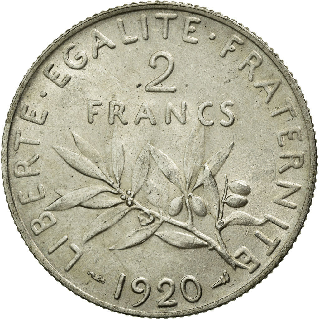 Coin, France, Semeuse, 2 Francs, 1920, Paris, MS(63), Silver, KM:845.1
