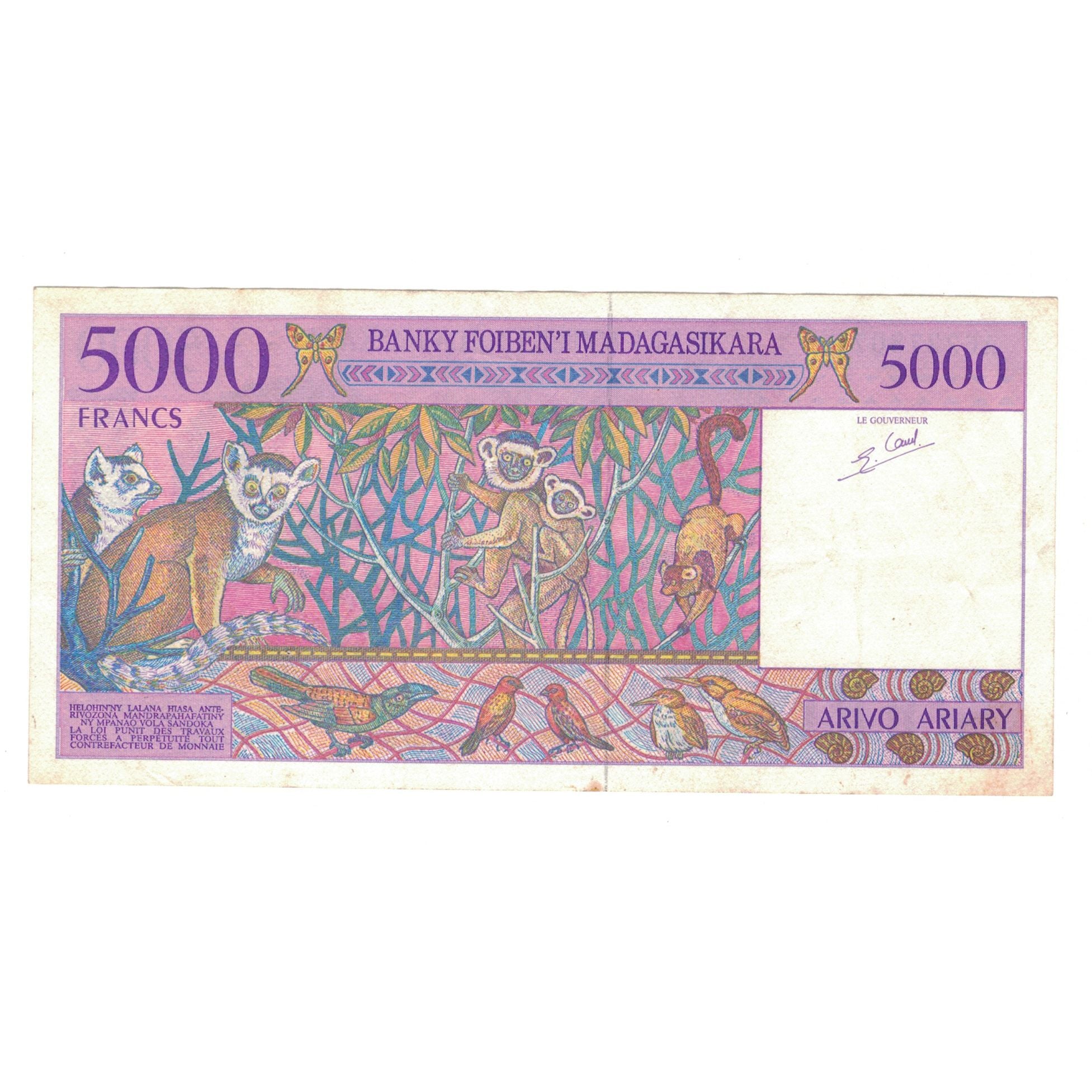 Banknote, Madagascar, 5000 Francs = 1000 Ariary, Undated (1995), KM:78a