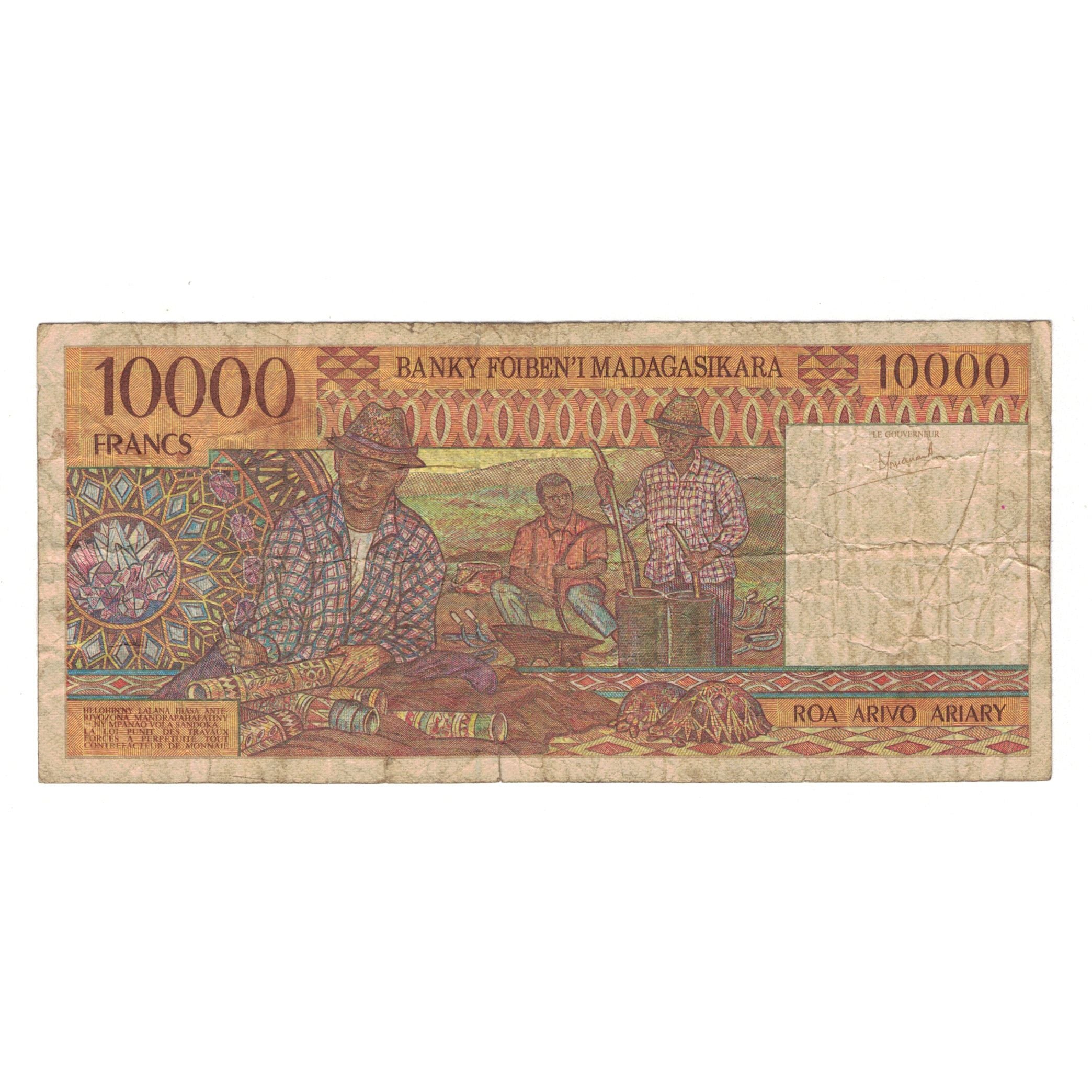 Banknote, Madagascar, 10,000 Francs = 2000 Ariary, KM:79b, VF(20-25)