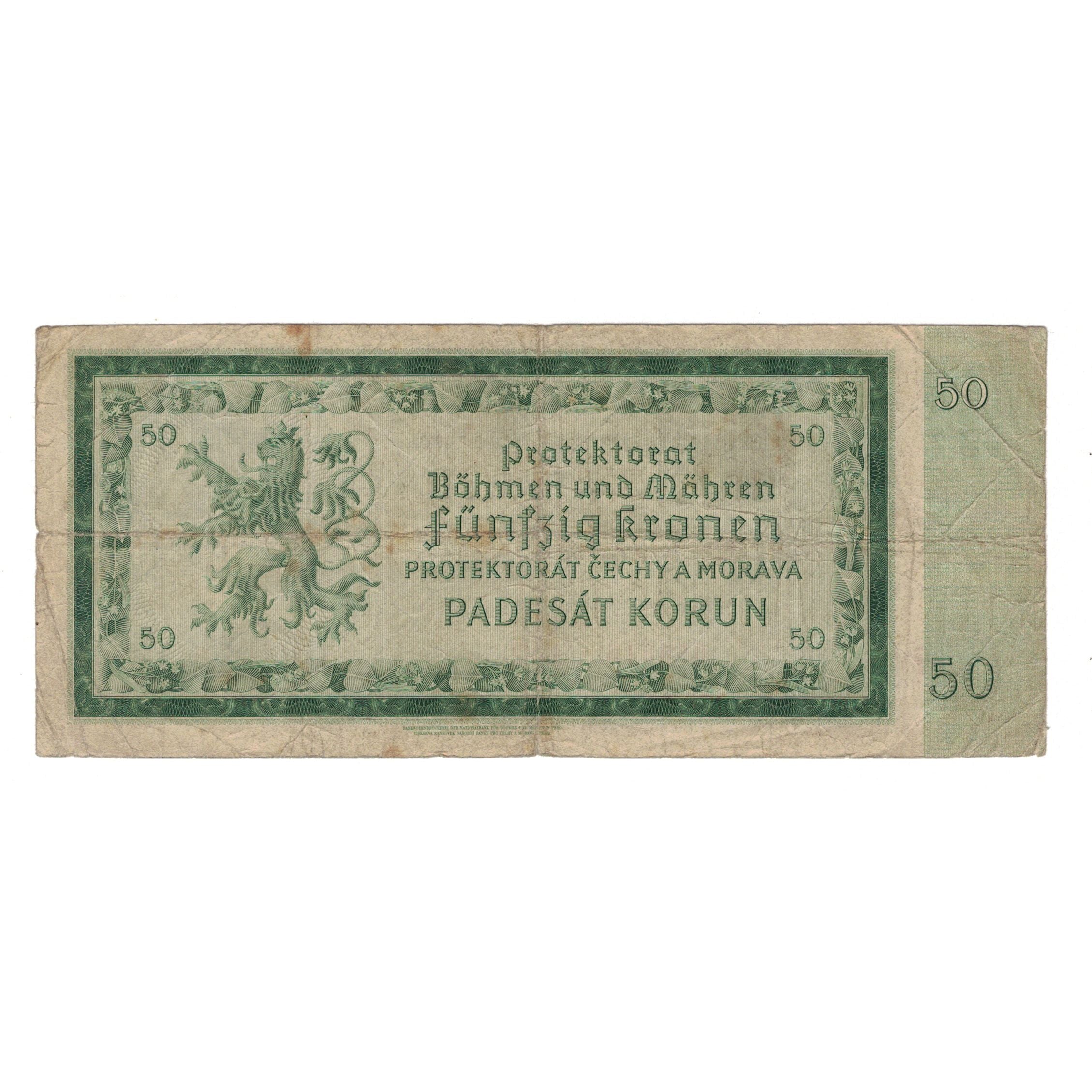 Banknote, Bohemia and Moravia, 50 Korun, 1940, 1940-09-12, KM:5a, EF(40-45)