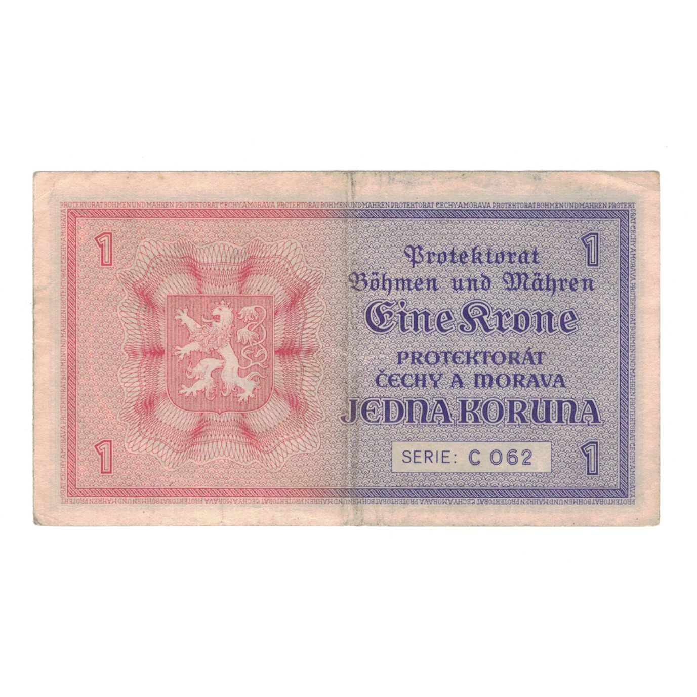 Banknote, Bohemia and Moravia, 1 Koruna, KM:3a, EF(40-45)