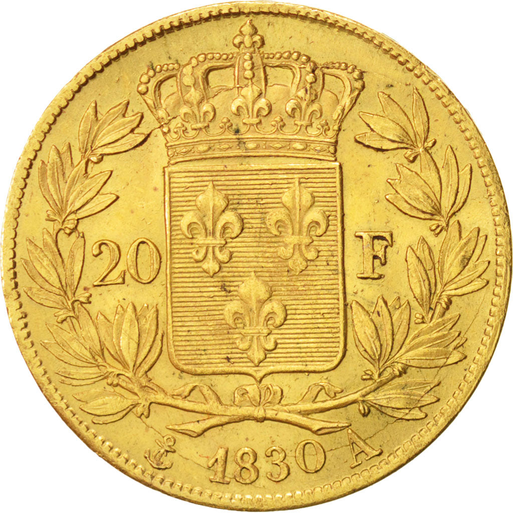 FRANCE, Charles X, 20 Francs, 1830, Paris, Gold, PCGS MS64, KM 726.1