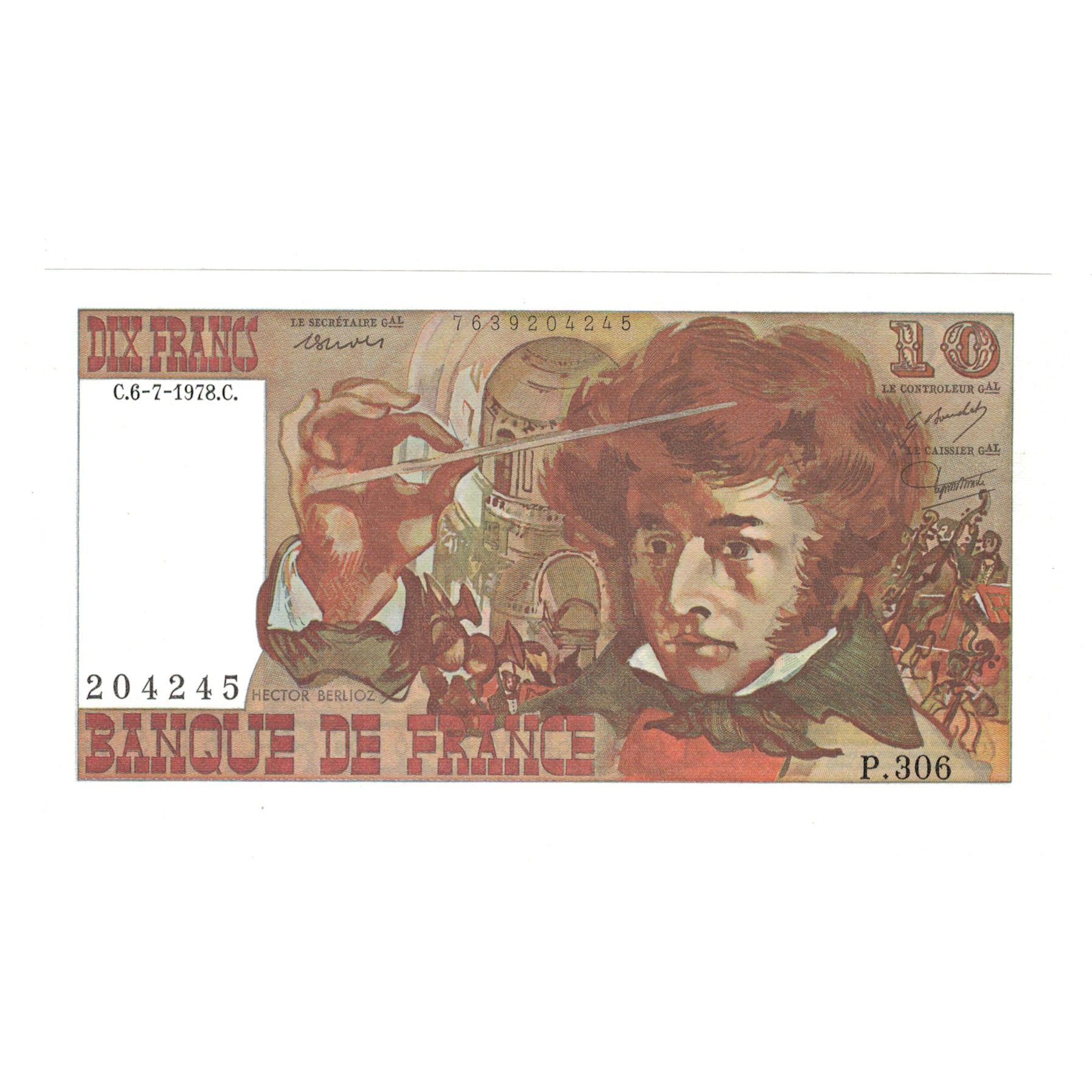 França, 10 Francs, Berlioz, 1974, P.306, UNC(65-70), Fayette:63.25, KM:150c
