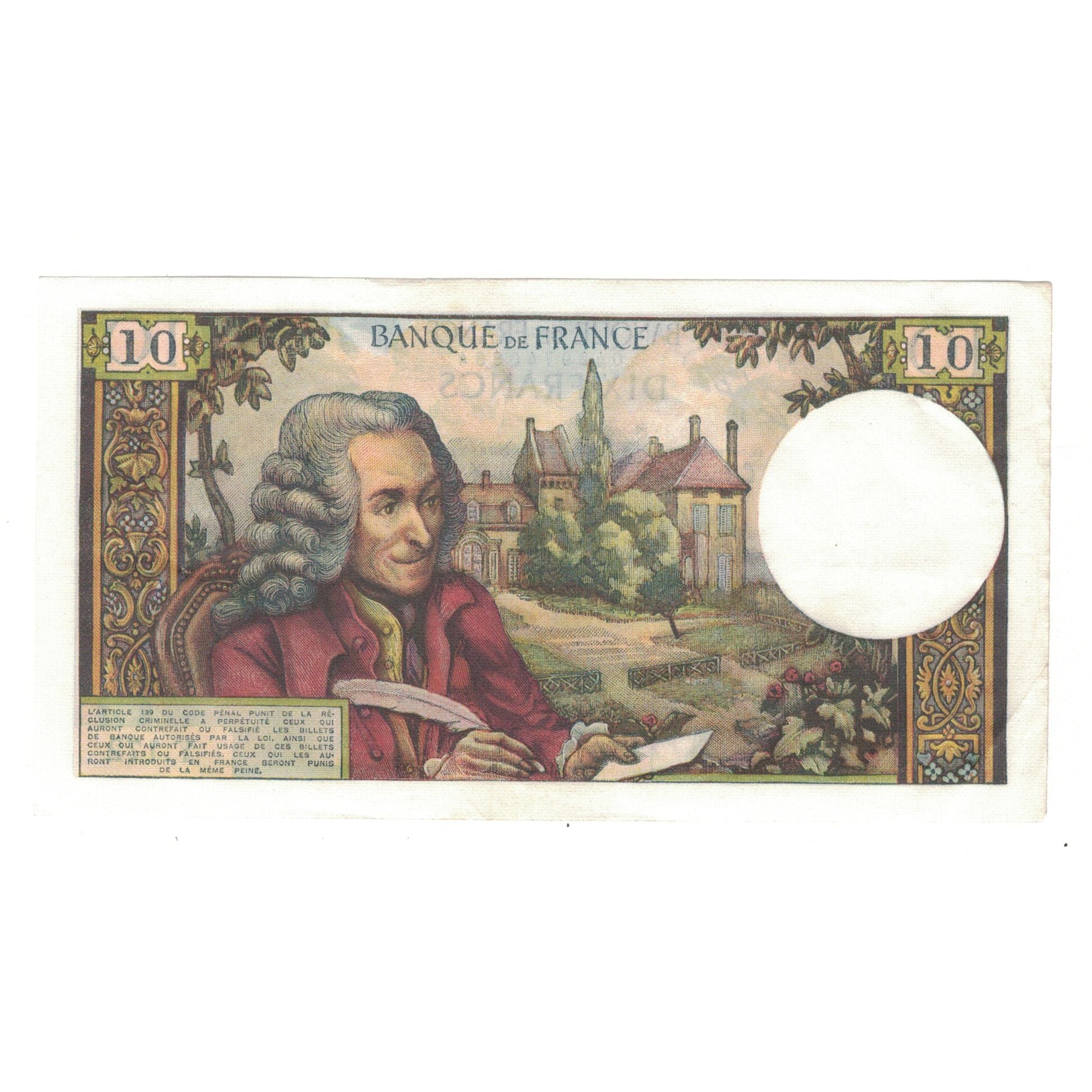 França, 10 Francs, Voltaire, 1965, Y.172, AU(50-53), Fayette:62.16, KM:147a