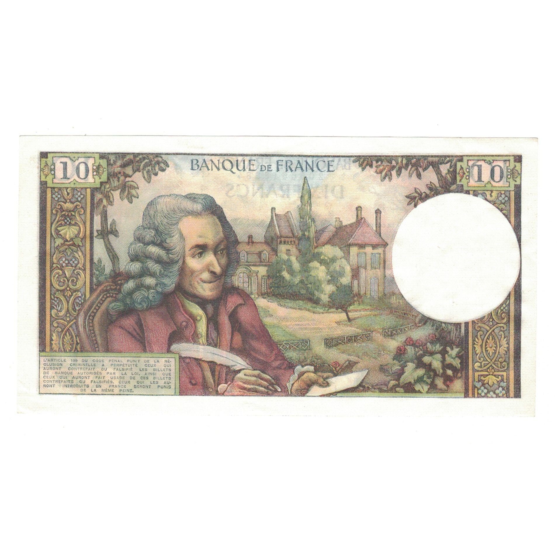 France, 10 Francs, Voltaire, 1972, R.827, UNC(63), Fayette:62.59, KM:147d