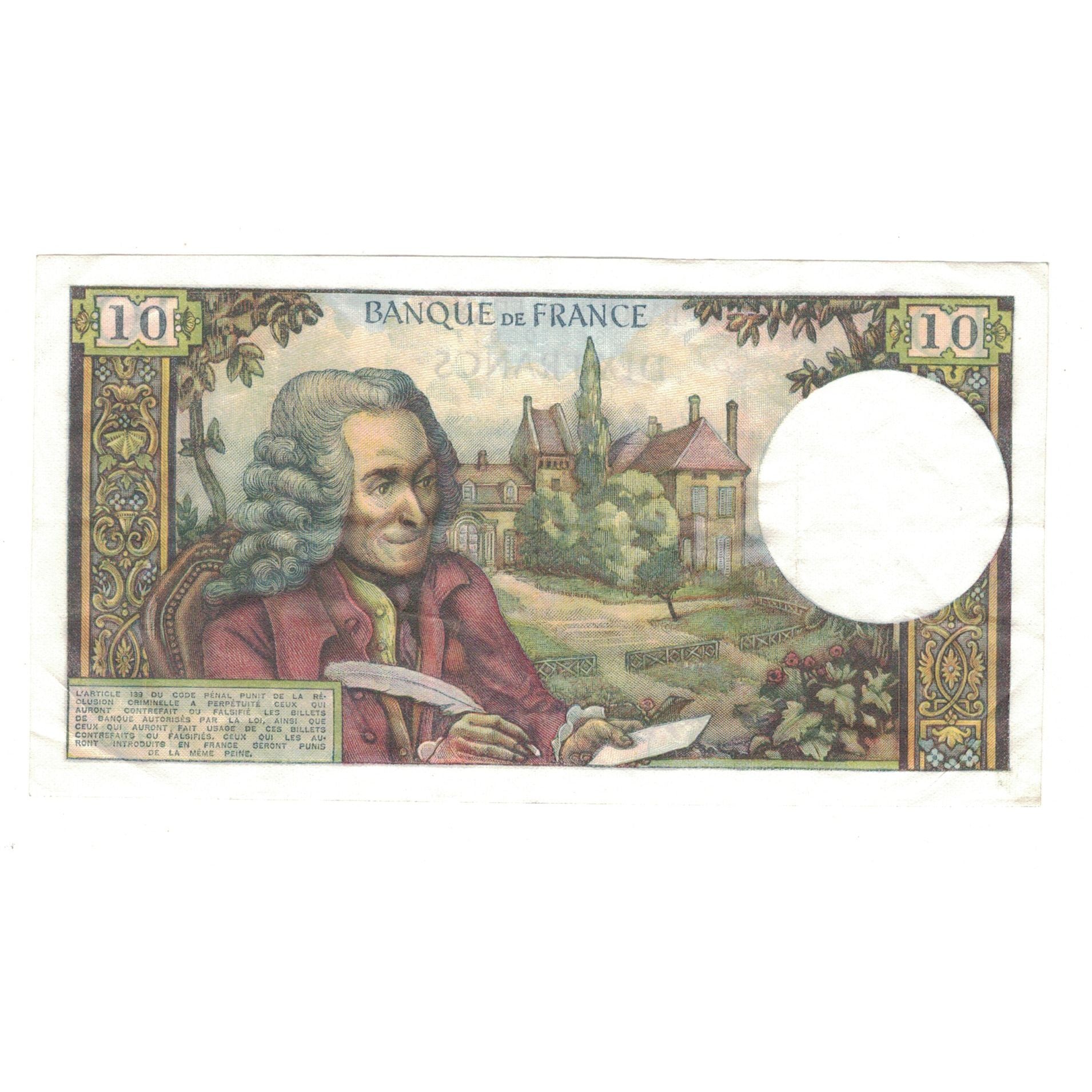 Francja, 10 Francs, Voltaire, 1973, C.946, AU(50-53), Fayette:62.65, KM:147d