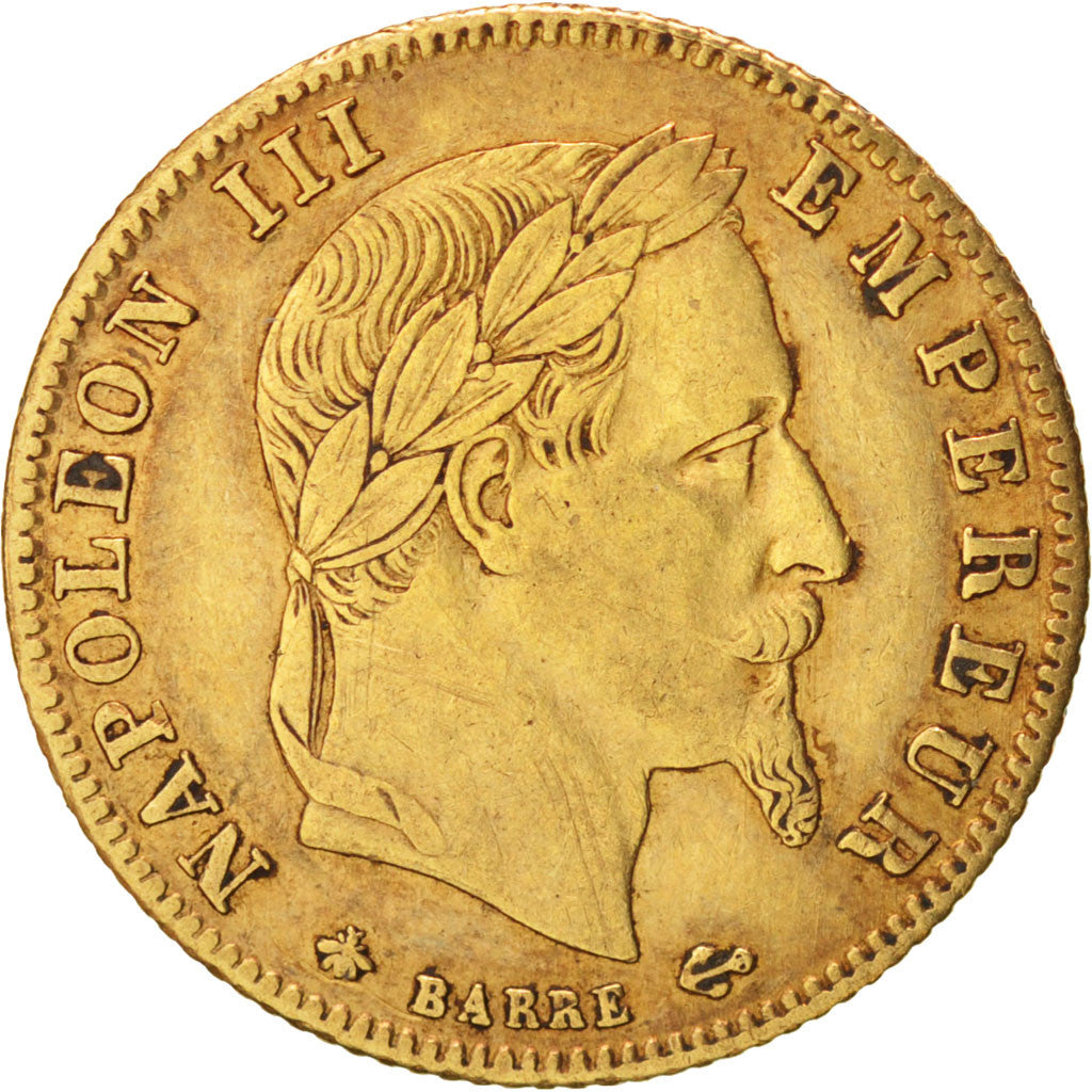 FRANCE, Napoléon III, 5 Francs, 1868, Paris, KM #803.1, AU(50-53), Gold, Gadoury
