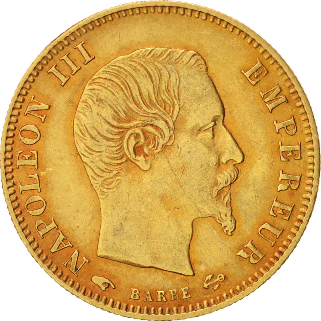 FRANCE, Napoléon III, 5 Francs, 1858, Paris, KM #787.1, EF(40-45), Gold, 16.7, G