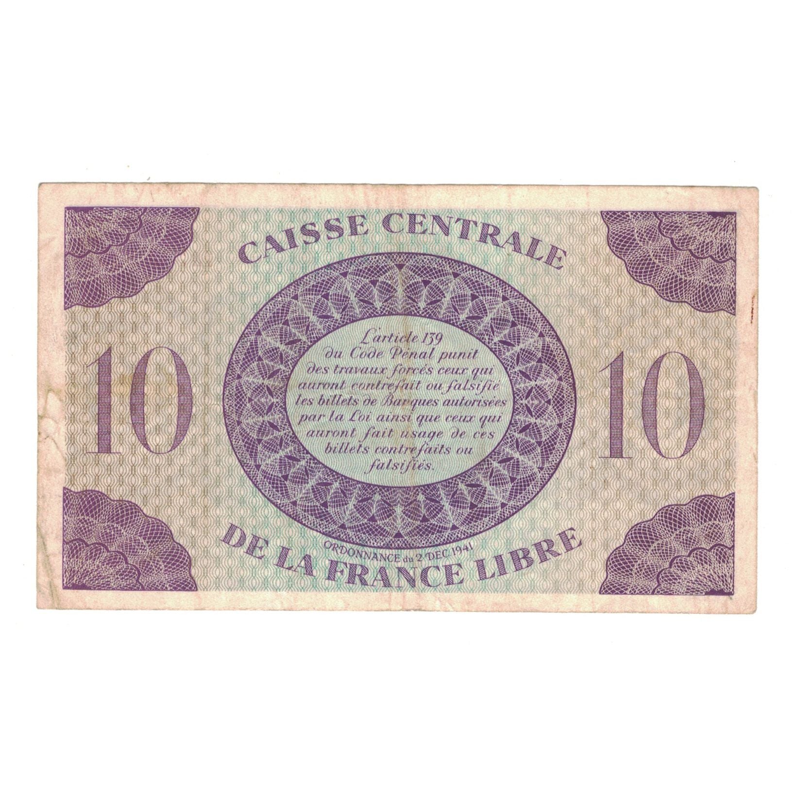 Billet, Afrique-Équatoriale française, 10 Francs, 1941, 1941-12-02, KM:11a
