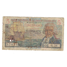 Réunion, 5 Francs, Undated (1947), 37854, VG(8-10), KM:41a