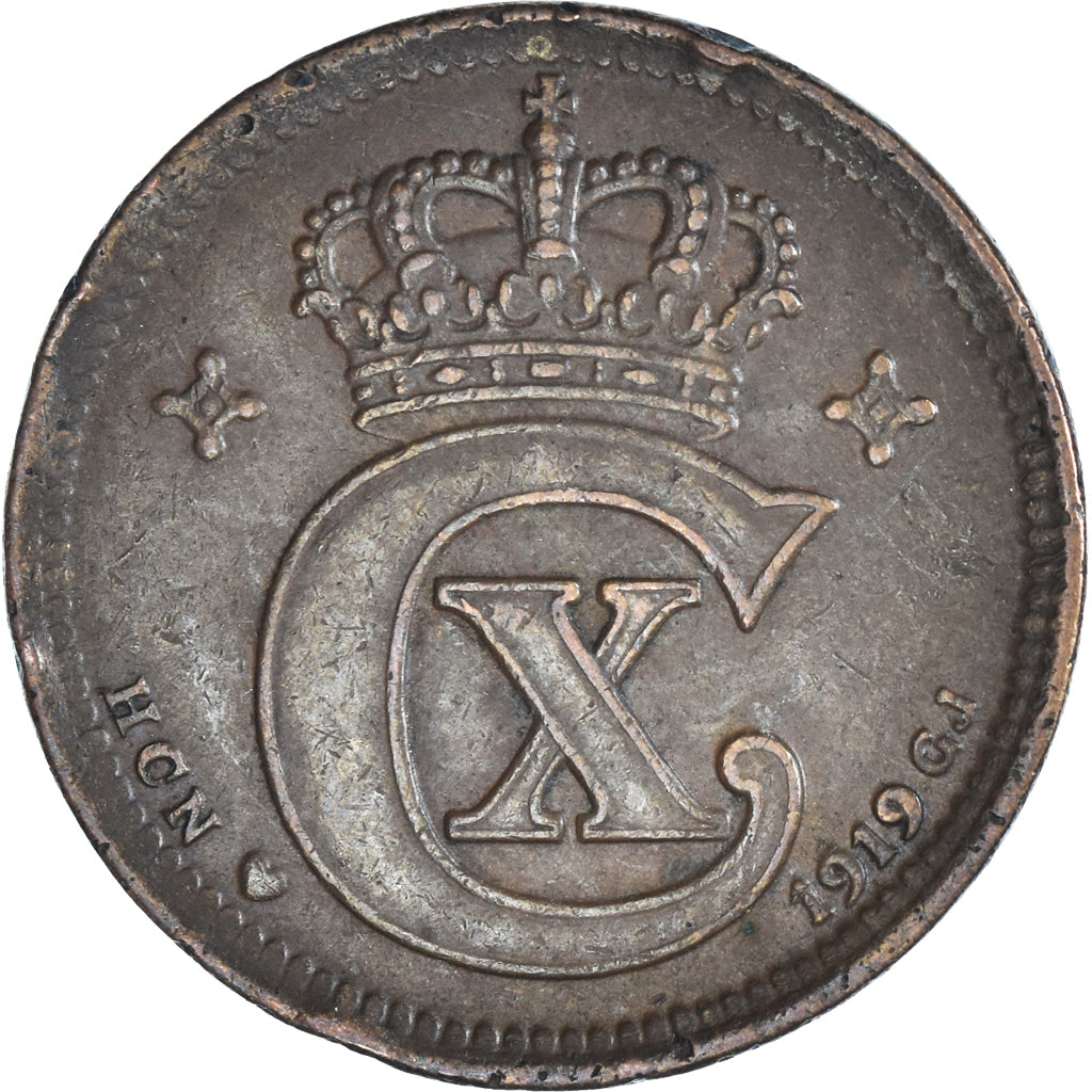 Coin, Denmark, 5 Öre, 1919, EF(40-45), Bronze