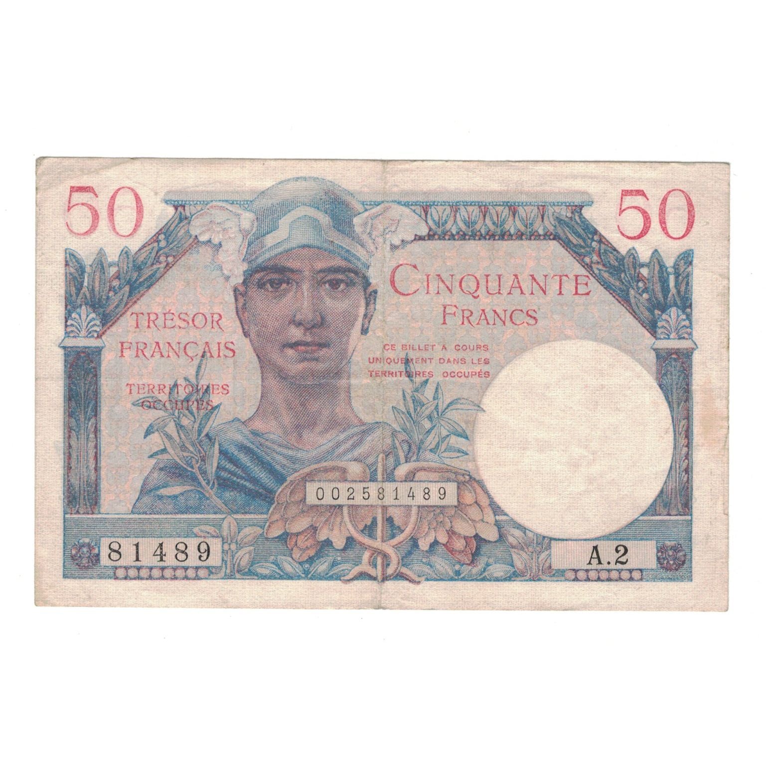 France, 50 Francs, 1947 French Treasury, 1947, A.2 81489, EF(40-45)