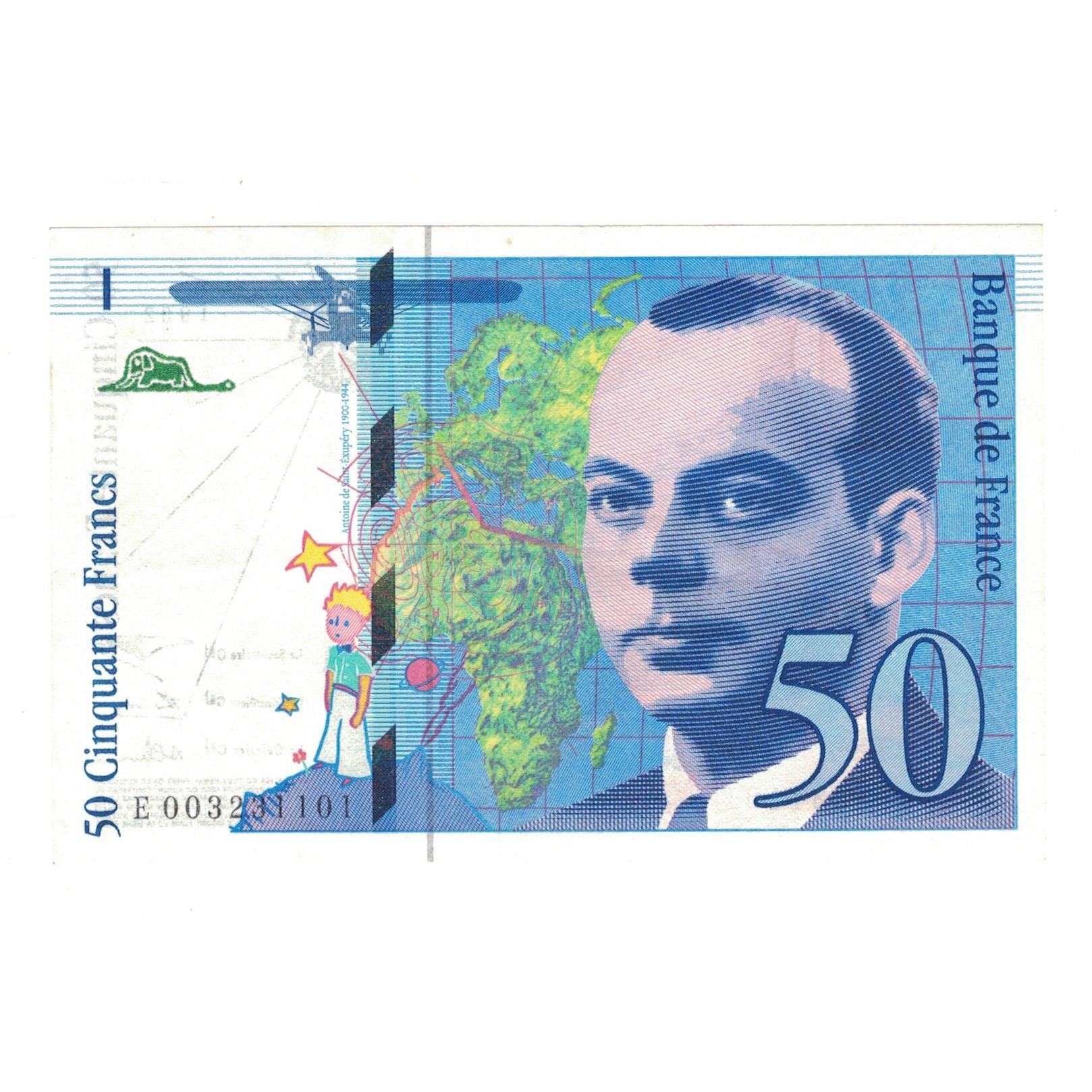 France, 50 Francs, St Exupéry, 1992, E 0032311001, AU(55-58), Fayette:72.1b