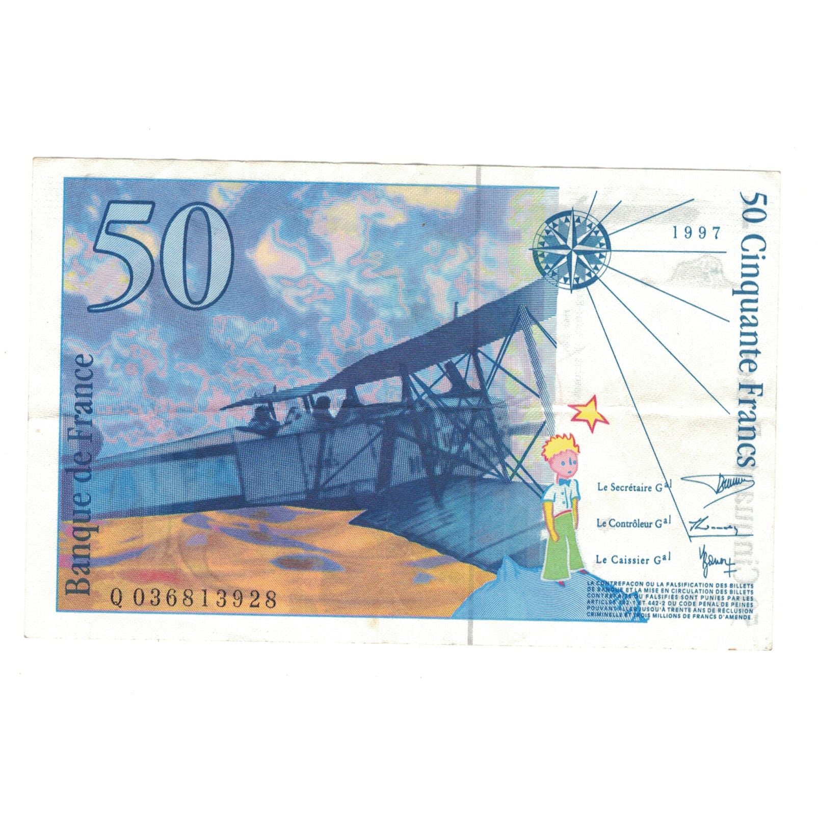 Francia, 50 Francs, St Exupéry, 1997, Q036813928, BB, Fayette:73.4, KM:157Ad