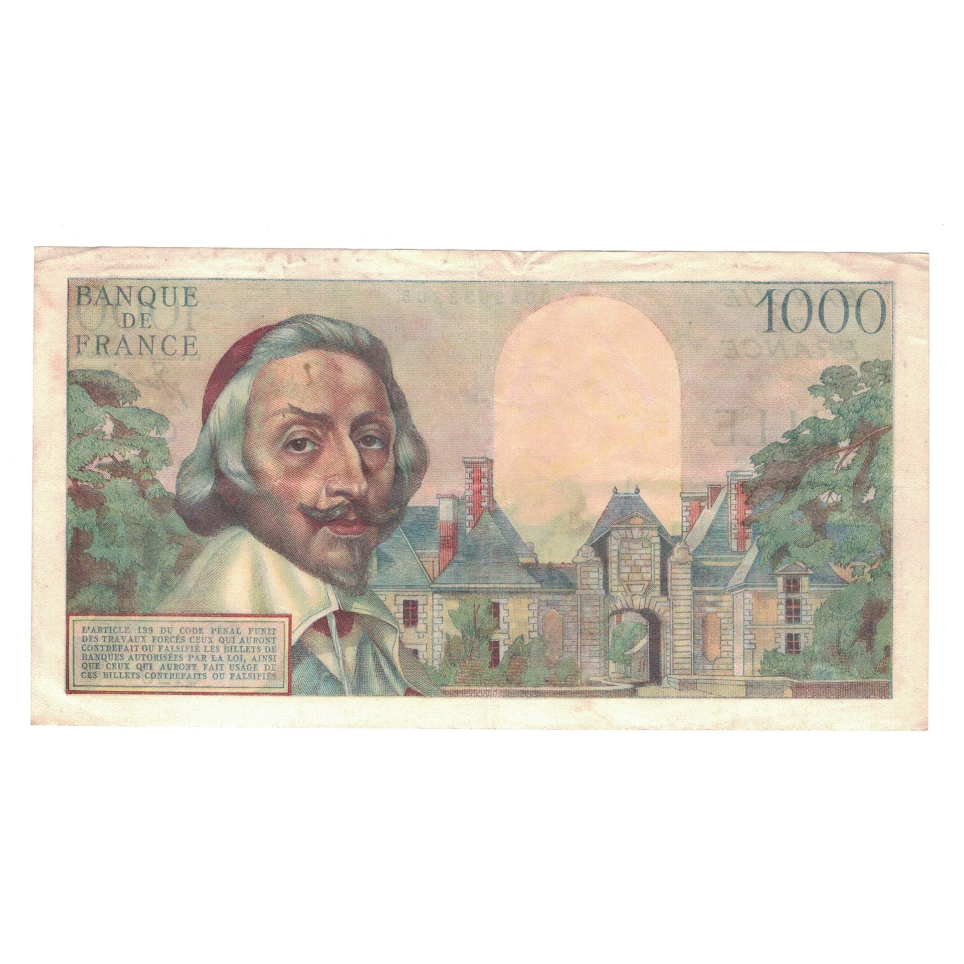 France, 1000 Francs, Richelieu, 1954, Q.20 33205, TTB, Fayette:42.4, KM:134a