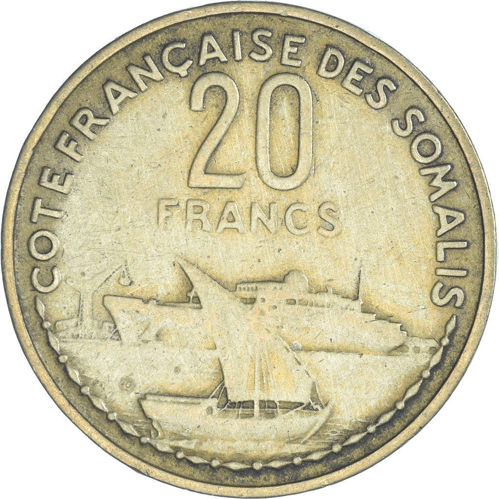 Coin, French Somaliland, 20 Francs, 1952