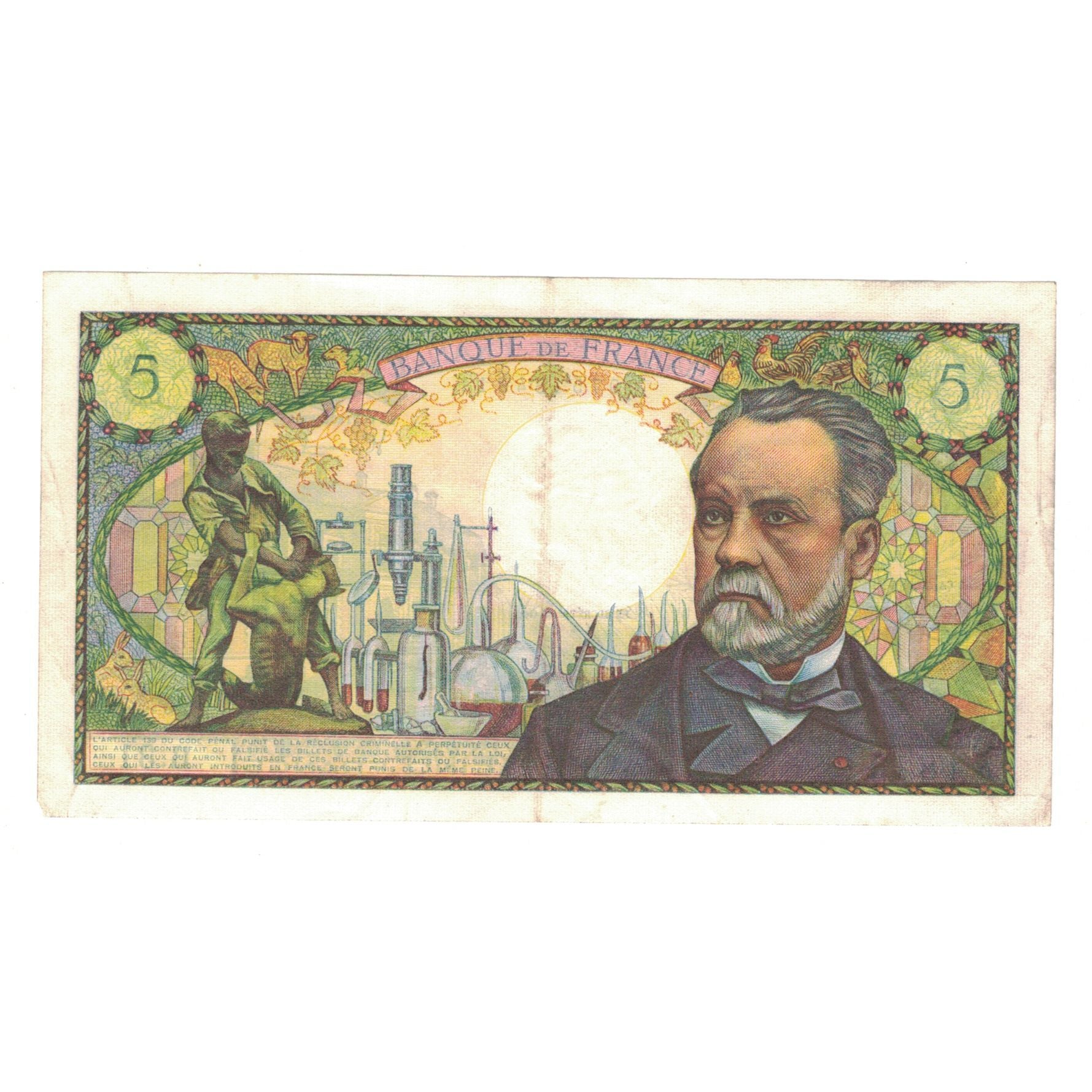 France, 5 Francs, Pasteur, 1966, B.31 84811, AU(50-53), Fayette:61.3, KM:146a