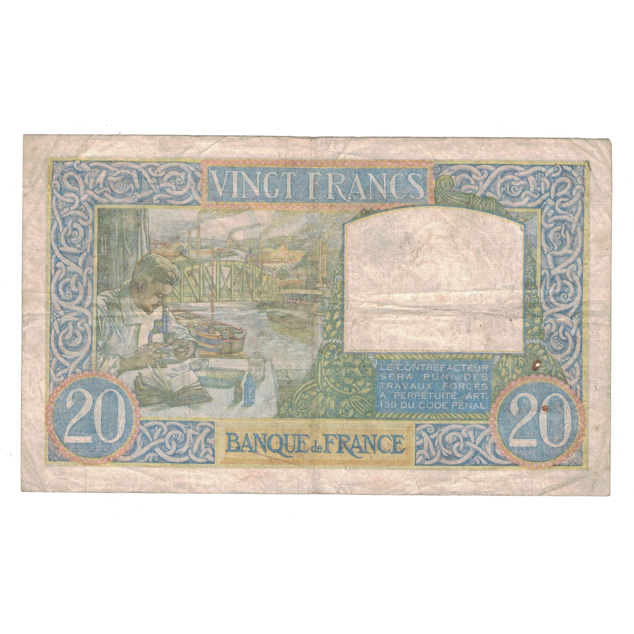 Francja, 20 Francs, Science et Travail, 1940, O.2691, VF(30-35), Fayette:12.11
