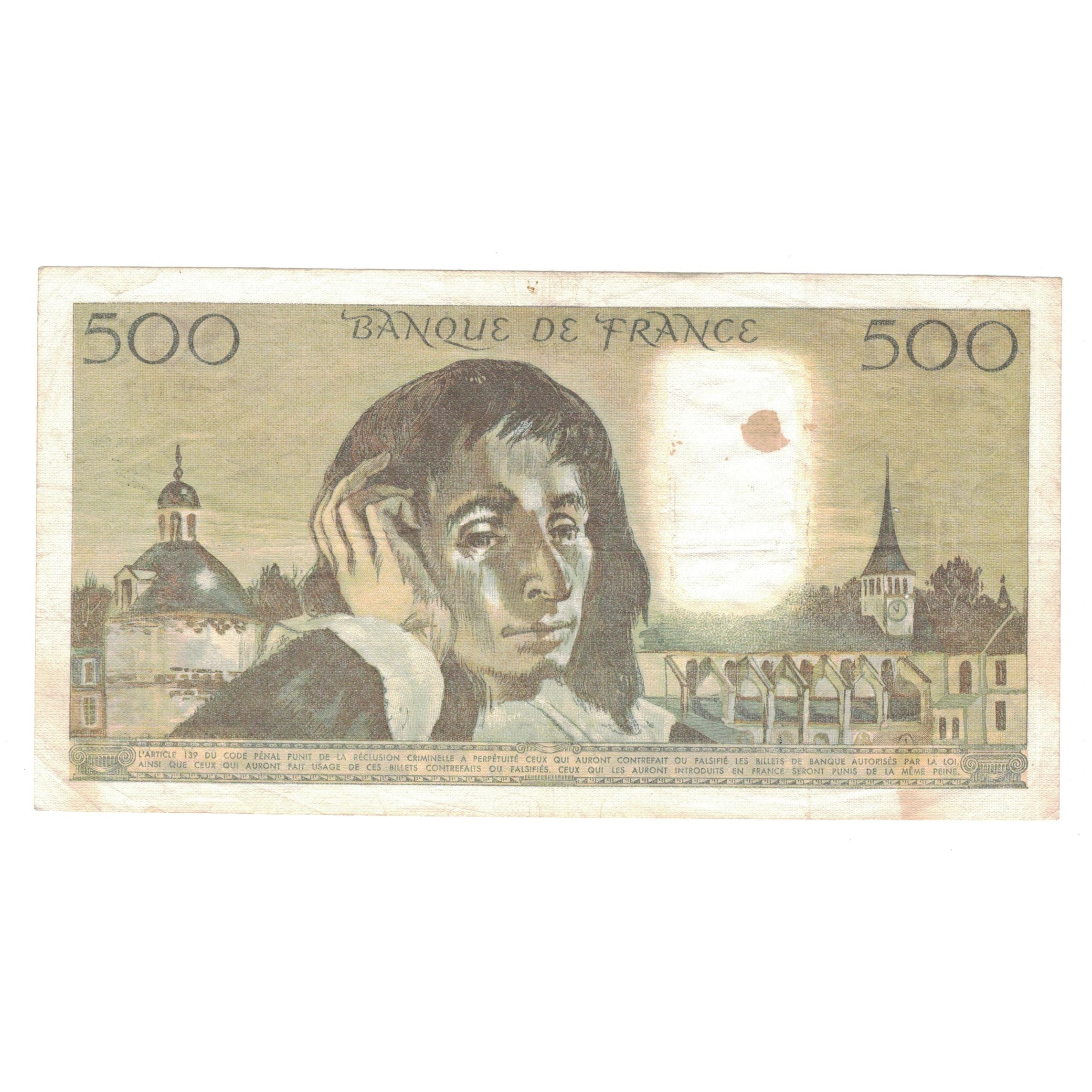 France, 500 Francs, Pascal, 1983, F.177, EF(40-45), Fayette:71.28, KM:156e