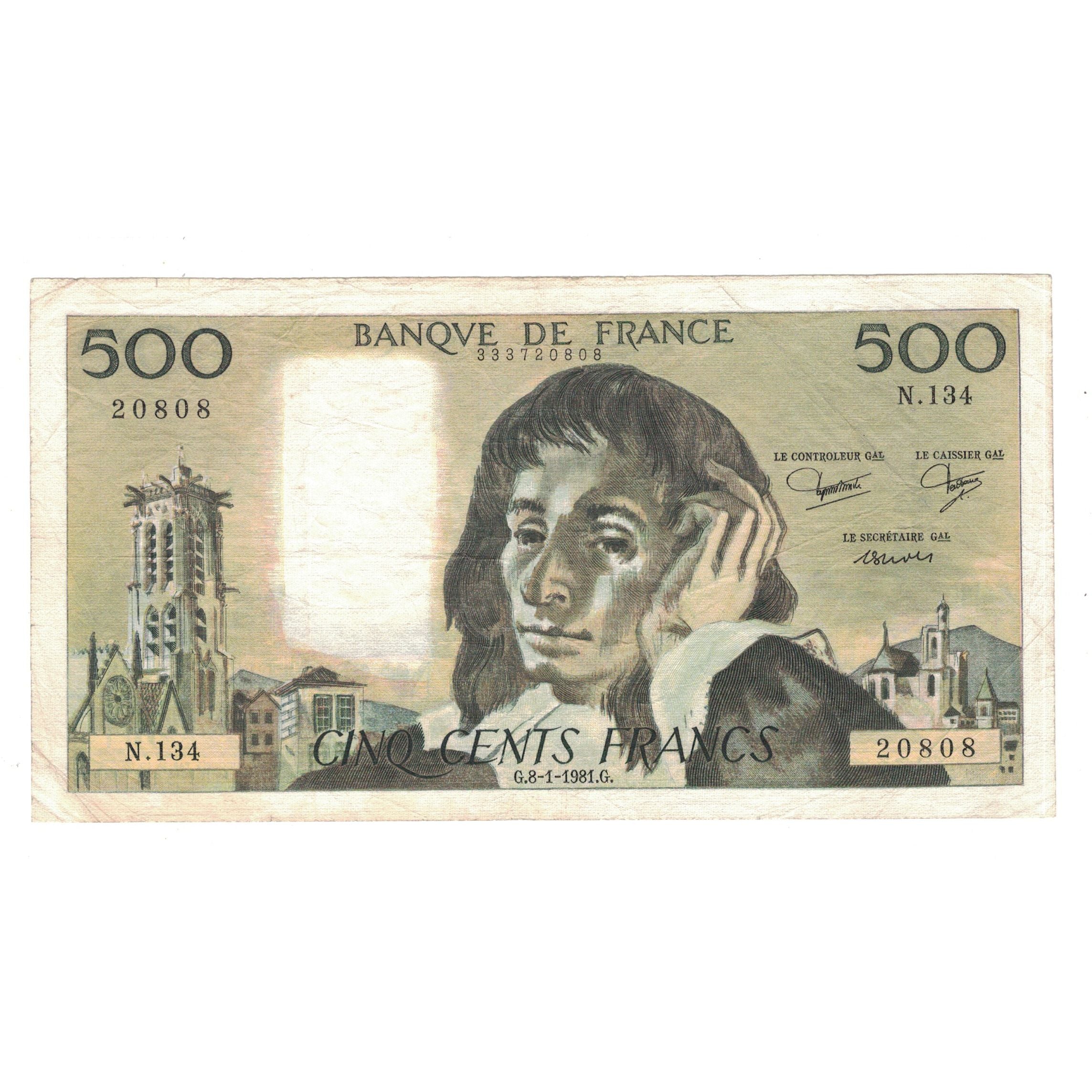 France, 500 Francs, Pascal, 1981, N.134, TTB, Fayette:71.23, KM:156e
