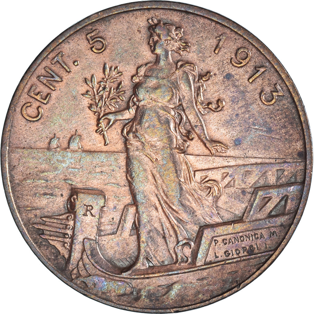 Moneda, Italia, 5 Centesimi, 1913